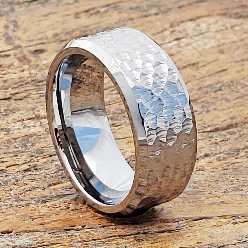 Hammered Rings Polished Step Edges for Men Forever Metals