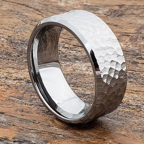Silver Beveled Hammered Rings Silver Beveled Hammered Rings
