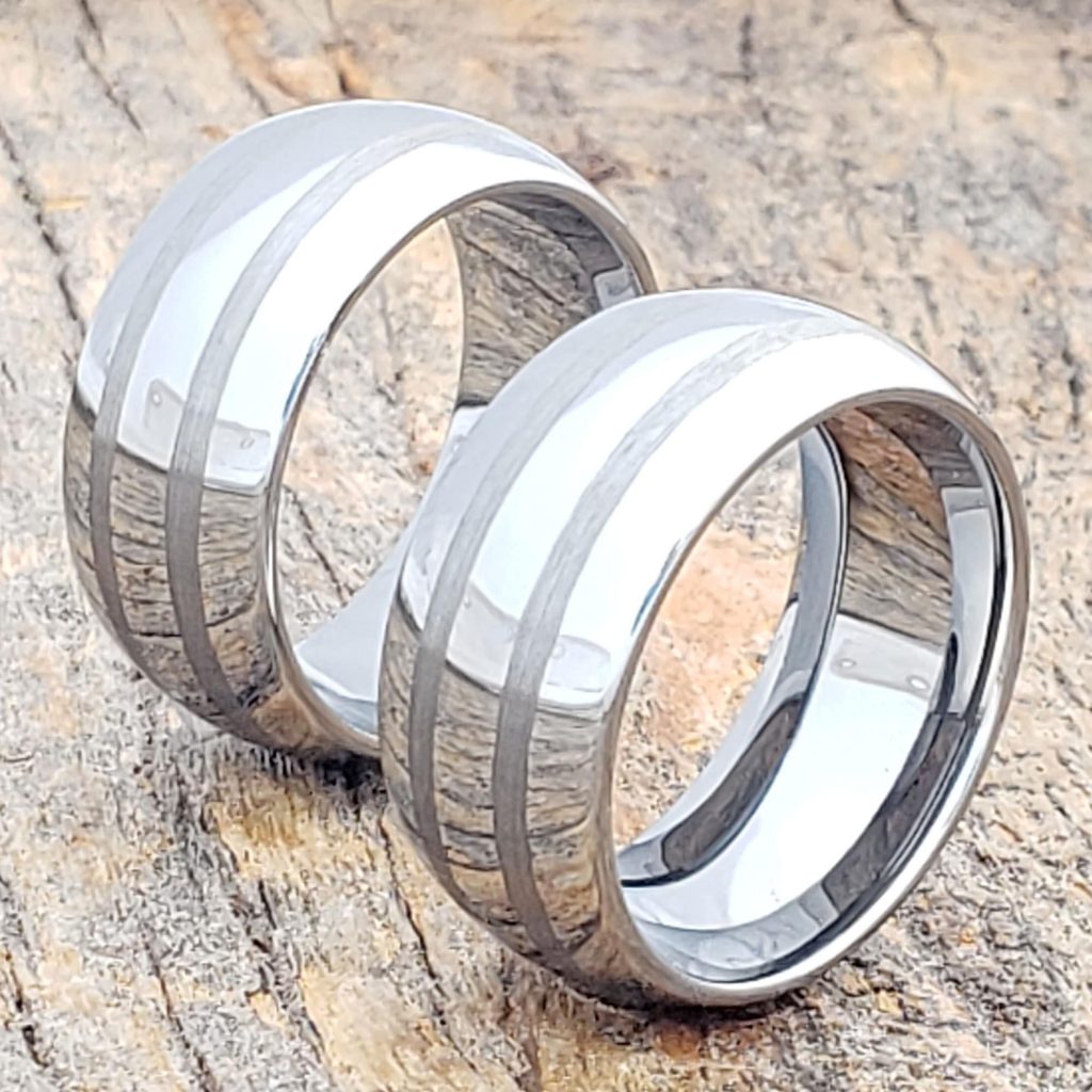 Corona brushed double inlay rings - Alluring - Forever Metals