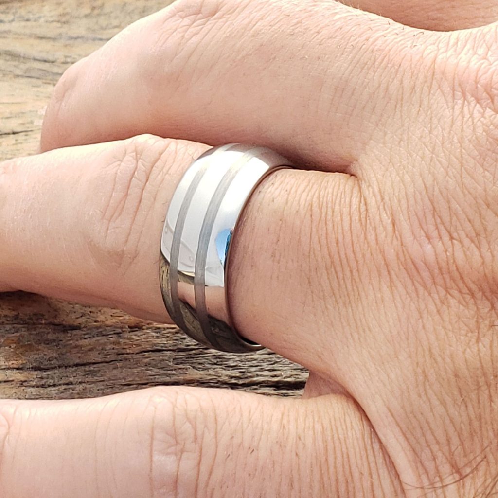 Corona brushed double inlay rings - Alluring - Forever Metals