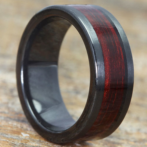 Hera Redwood Black Inlay Flat Wooden Rings Hera Redwood Black Inlay Flat Wooden Rings