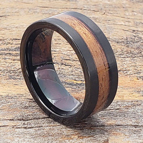 Neptune Mens Black Brushed Wooden Rings Neptune Mens Black Brushed Wooden Rings