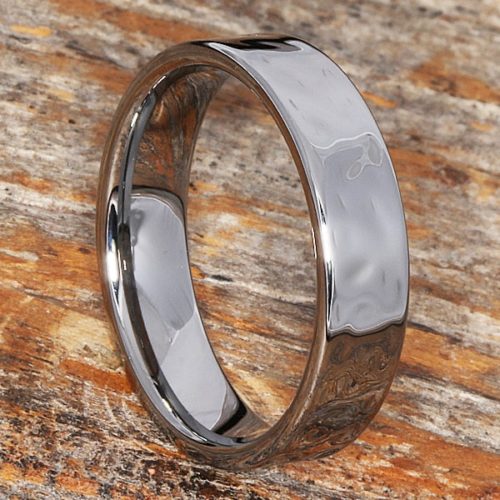 Mens Flat Tungsten Hammered Rings Mens Flat Tungsten Hammered Rings
