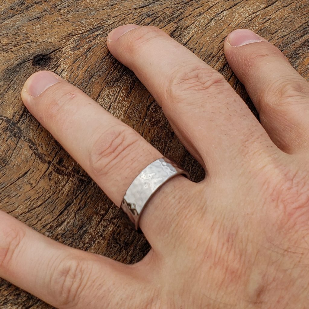 Men Hammered Rings Flat Dazzling Forever Metals