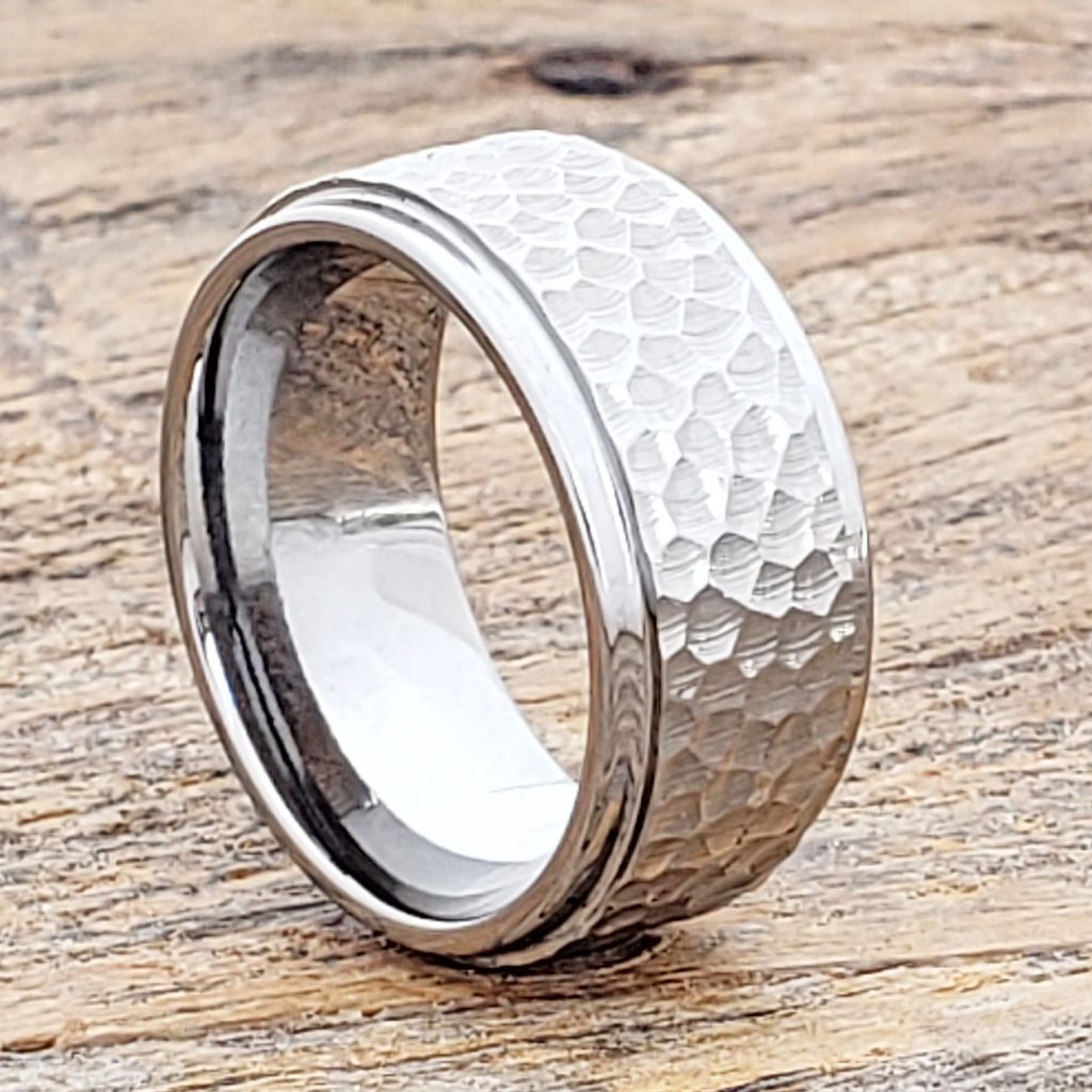 Hammered Rings Polished Step Edges for Men Forever Metals