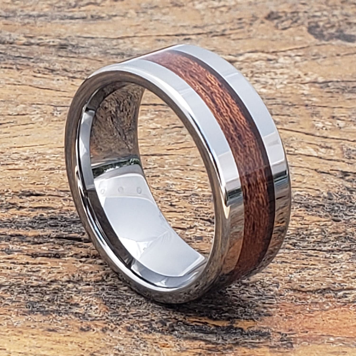 Neptune Flat Inlaid Wooden Rings