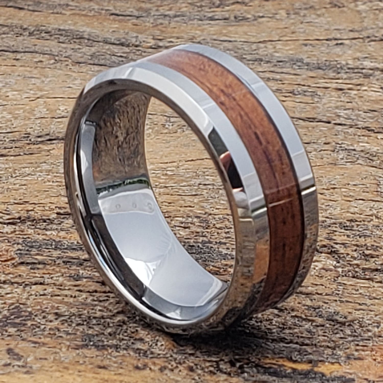 Amazon.com: Whiskey Barrel Rings For Men - Tungsten Wedding Band Mens Ring  - 8mm Bourbon Barrel Wooden Ring : Handmade Products