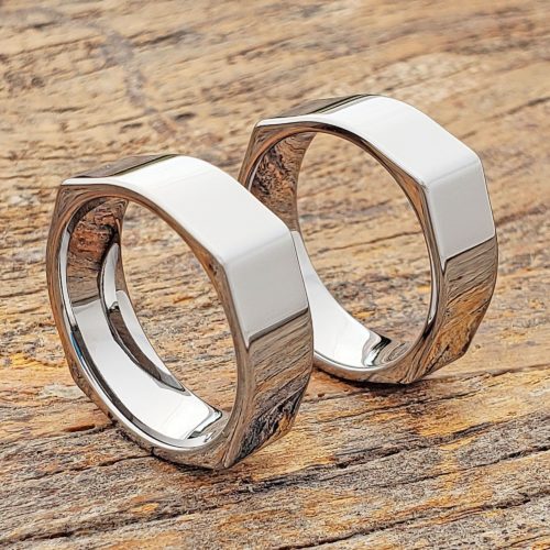 Squared Mens Polished Unique Rings Squared Mens Polished Unique Rings