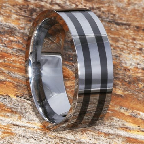 Vesta Black Inlay Flat Ceramic Rings Vesta Black Inlay Flat Ceramic Rings