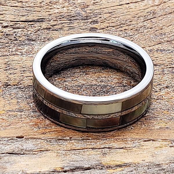 Grecian Mens Shell Rings - Pearl Black - Forever Metals