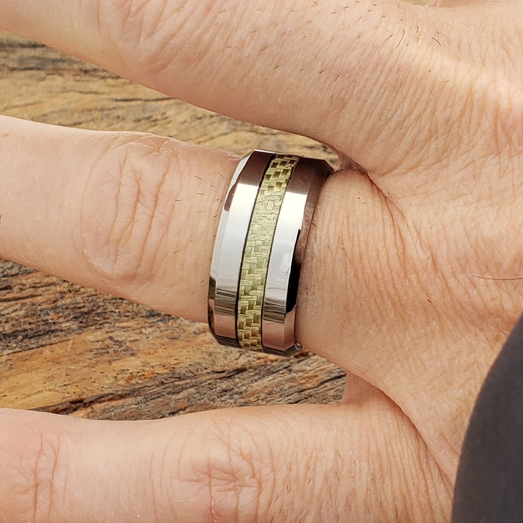 14K Gold and Forged Carbon Fiber Men's Ring Custom Made Band | Revolution  Jewelry