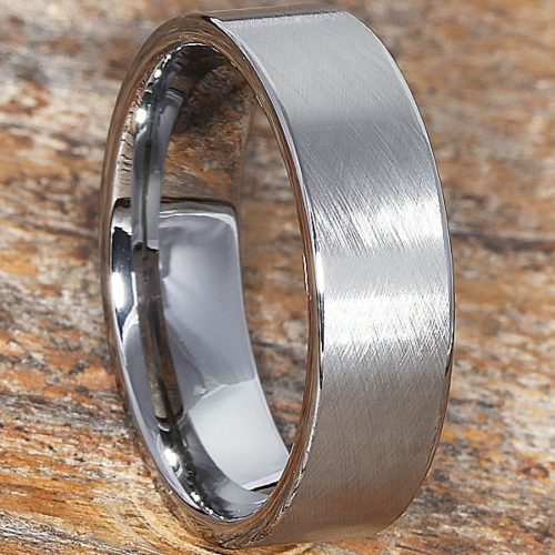 Athens Flat Florentine Brushed Tungsten Wedding Bands Athens Flat Florentine Brushed Tungsten Wedding Bands