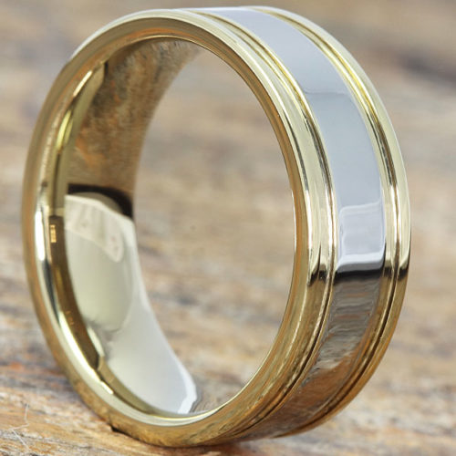 Dagda Grooved Gold Tungsten Rings Dagda Grooved Gold Tungsten Rings