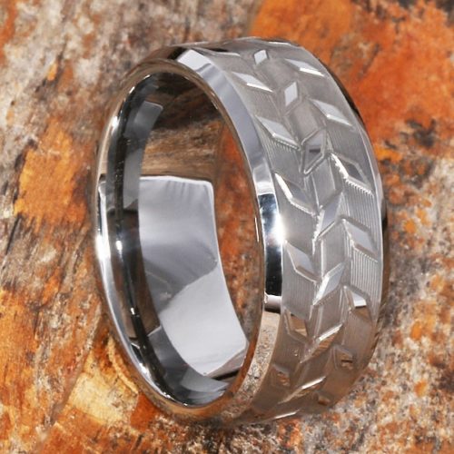 Diamond Plate Brush Carved Rings Diamond Plate Brush Carved Rings
