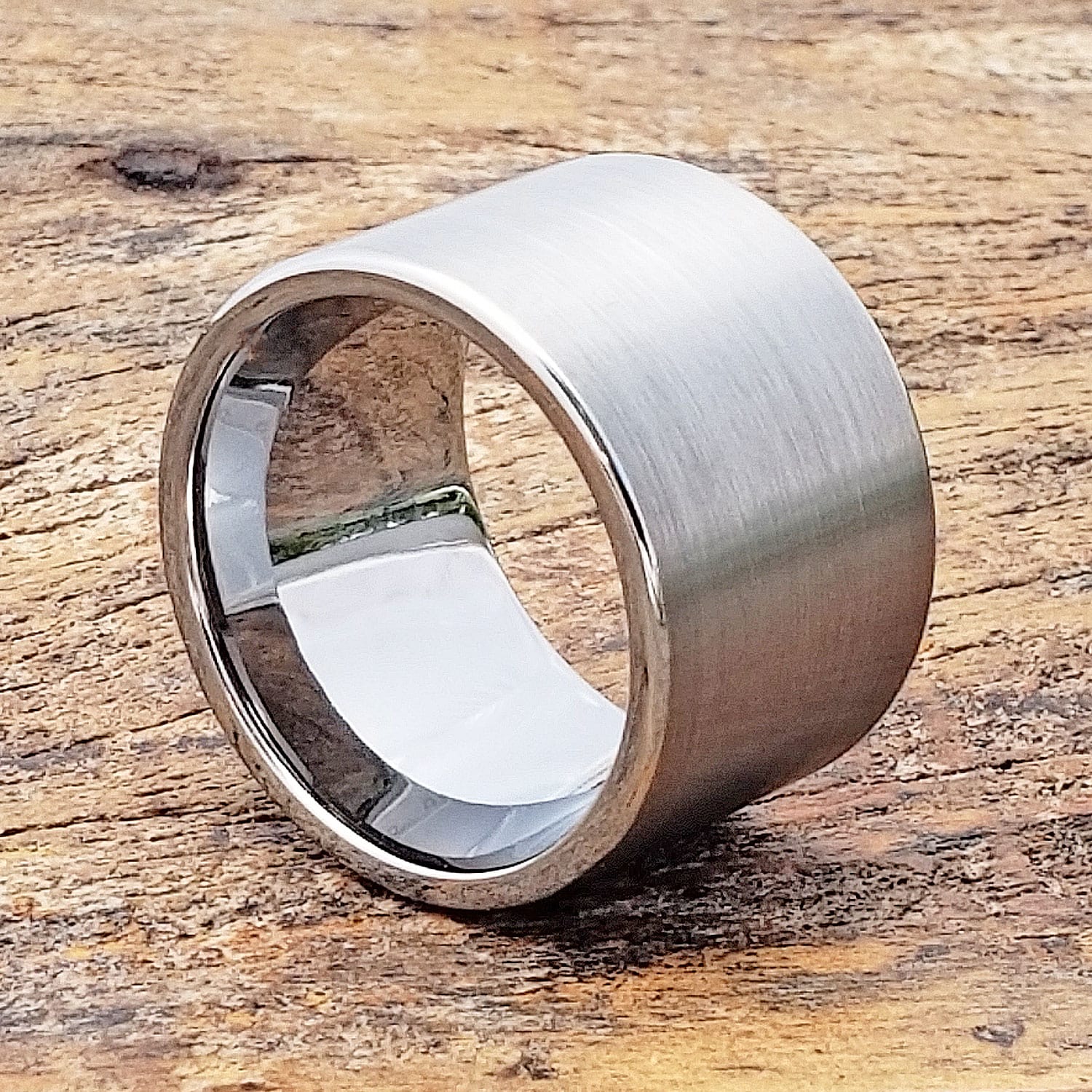 Brushed stainless steel wedding band sale