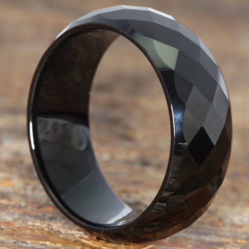 Hades Black Faceted Tungsten Rings Hades Black Faceted Tungsten Rings