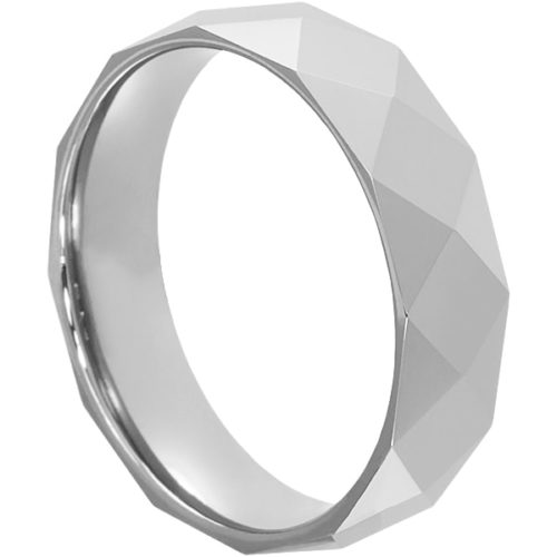 Helene Bright Silver Faceted Tungsten Rings Helene Bright Silver Faceted Tungsten Rings