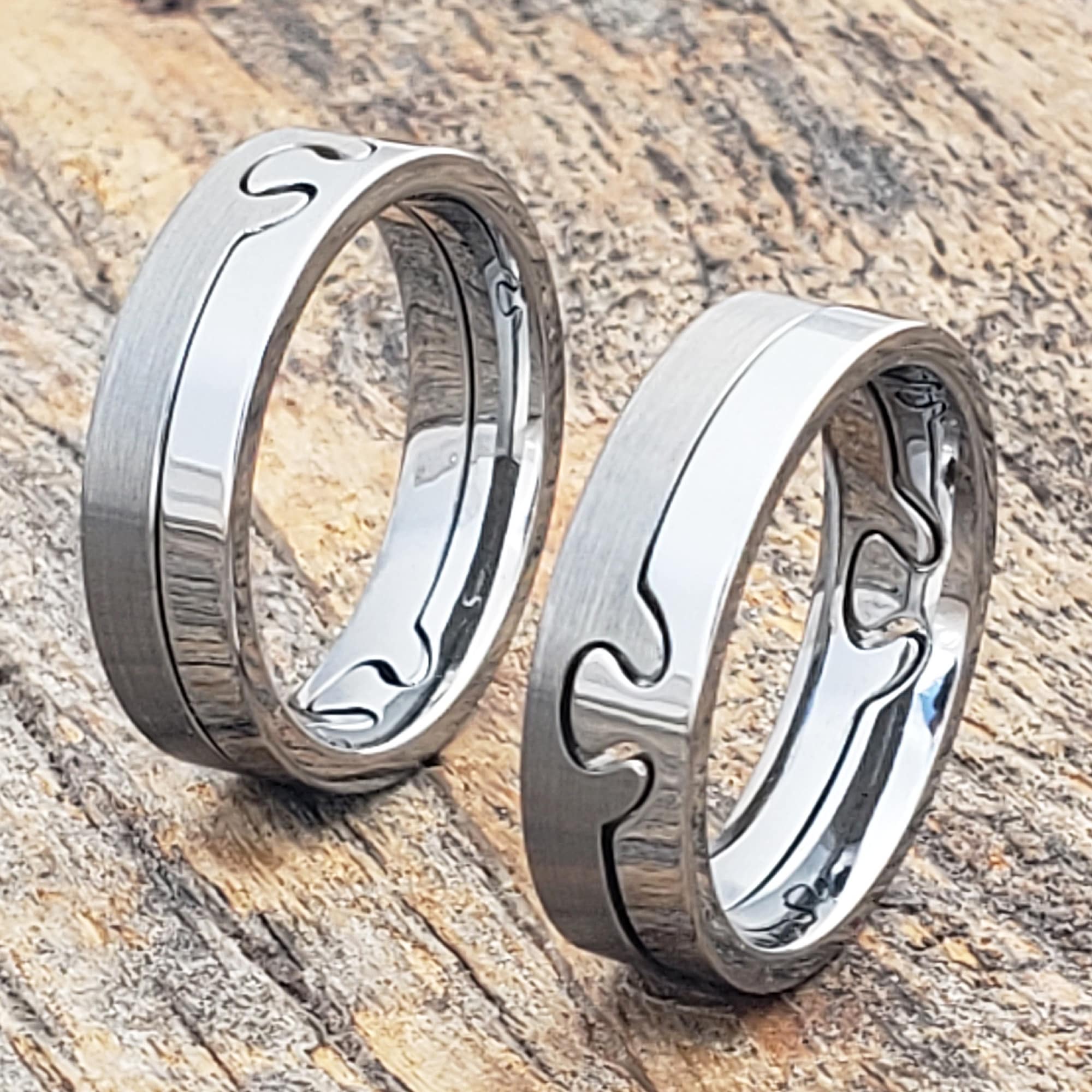 Interlocking Brushed Puzzle Rings Forever Metals