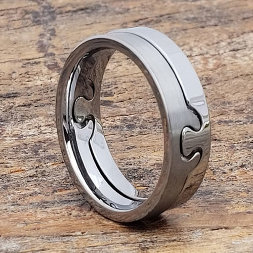 Interlocking Brushed Puzzle Rings Interlocking Brushed Puzzle Rings