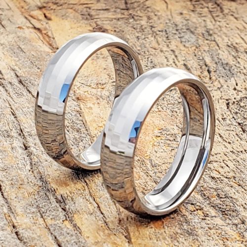 Janus Matching Faceted Tungsten Rings Janus Matching Faceted Tungsten Rings
