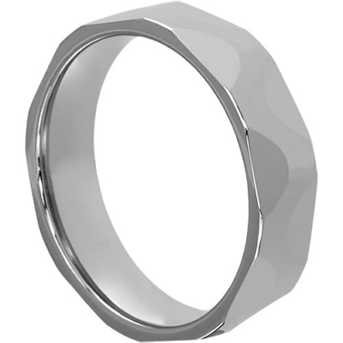 Metropolis Silver Mens Faceted Tungsten Rings Metropolis Silver Mens Faceted Tungsten Rings