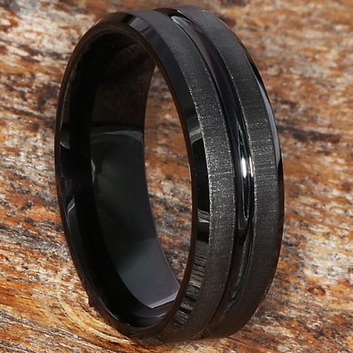 Mica Mens Black Tungsten Rings Mica Mens Black Tungsten Rings