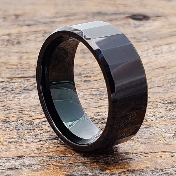 oblong-mens-black-faceted-tungsten-rings