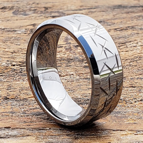 Thorns Polished Men's Beveled Carved Rings Thorns Polished Men's Beveled Carved Rings