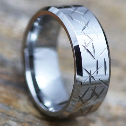 Thorns Polished Mens Beveled Carved Rings Thorns Polished Mens Beveled Carved Rings