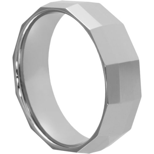 Vega Diagonal Mens Faceted Tungsten Rings Vega Diagonal Mens Faceted Tungsten Rings