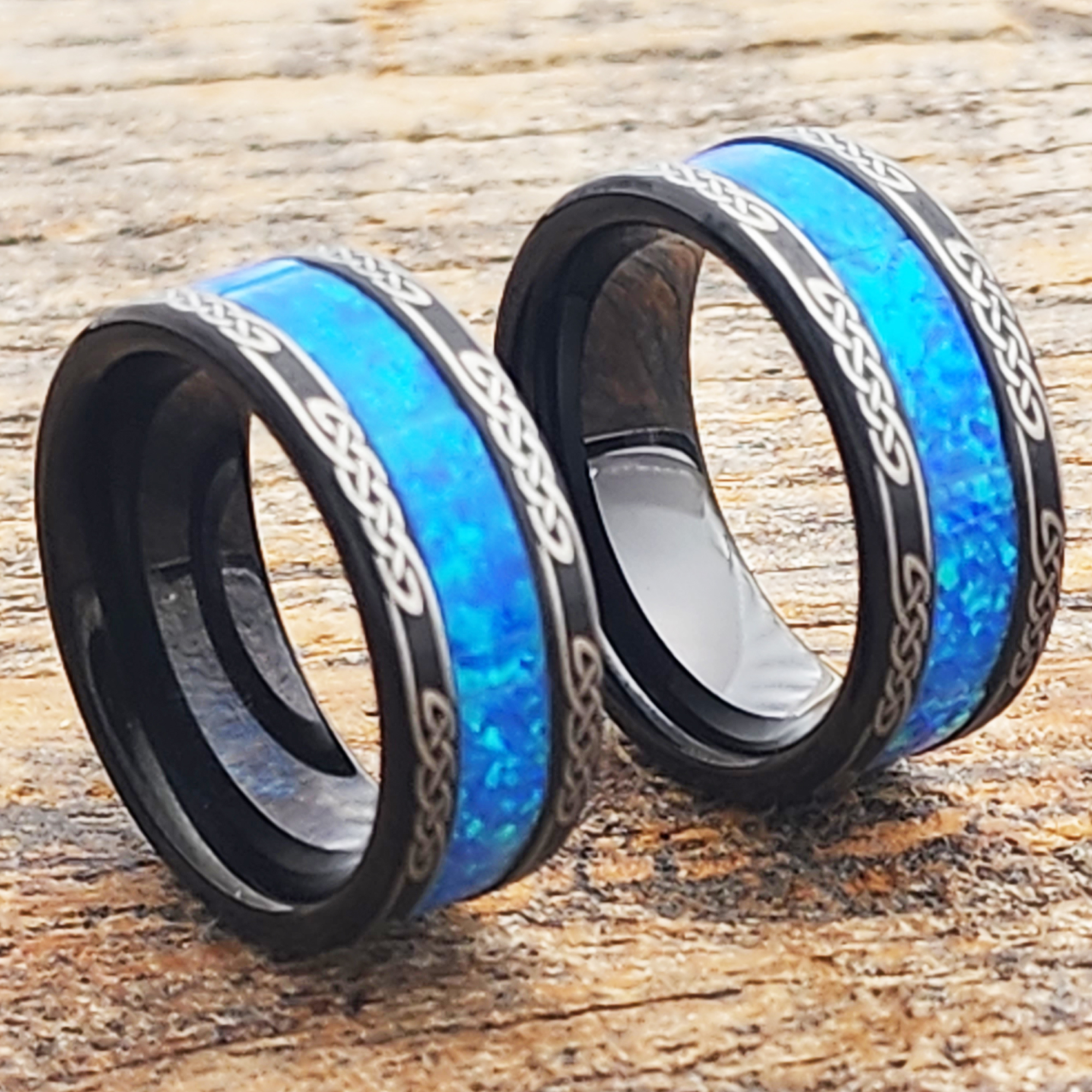 Blue opal tungsten ring on sale